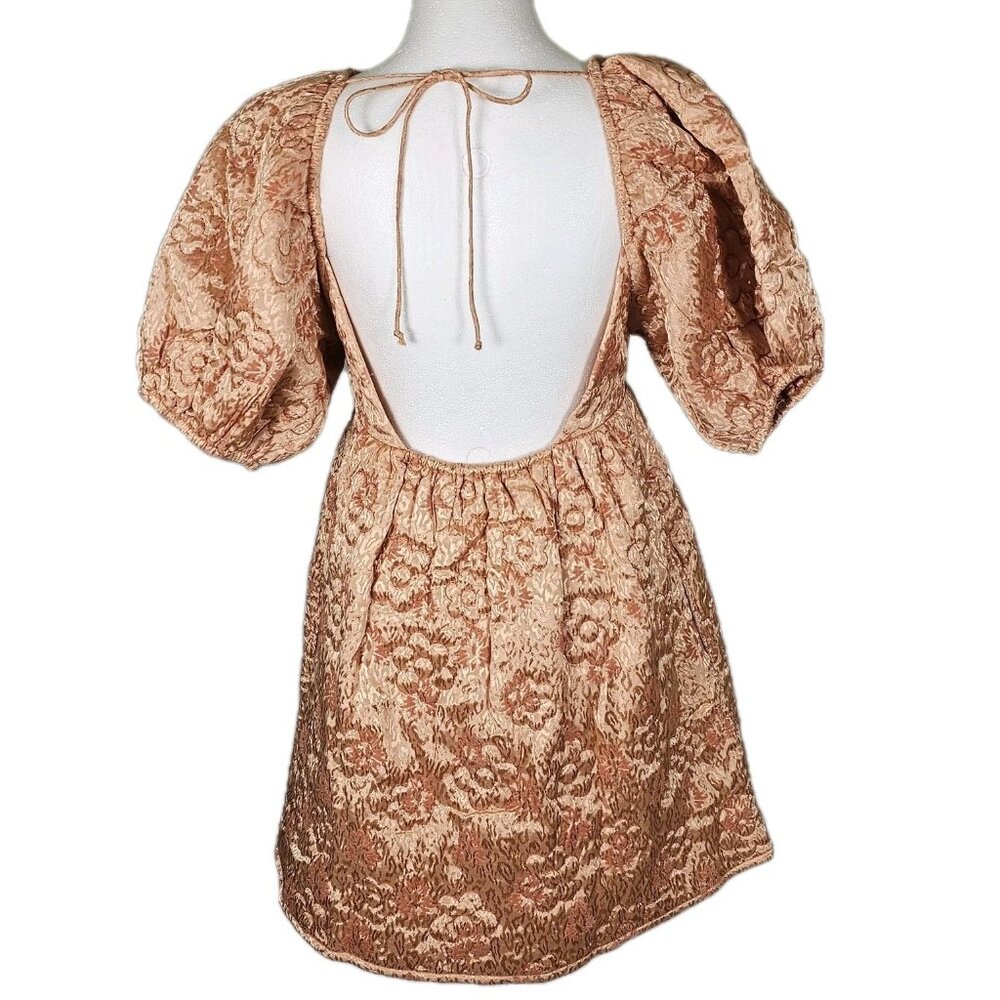 Kimchi Blue Urban Outfitters Astrid Quilted Brocade Babydoll Dress Small Coral - Picture 5 of 7